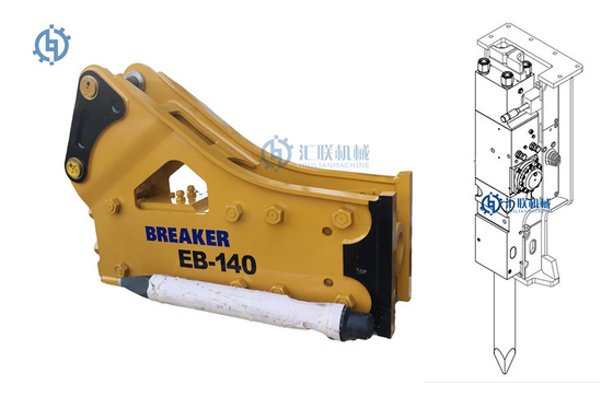 EB140 نوع سمت بالا راک هیدرولیک بریکر چکش 25t بیل مکانیکی پیوست SB81